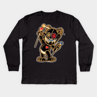 VooDoo Black Kitty Cat Doll Pittsburg Colors Kids Long Sleeve T-Shirt